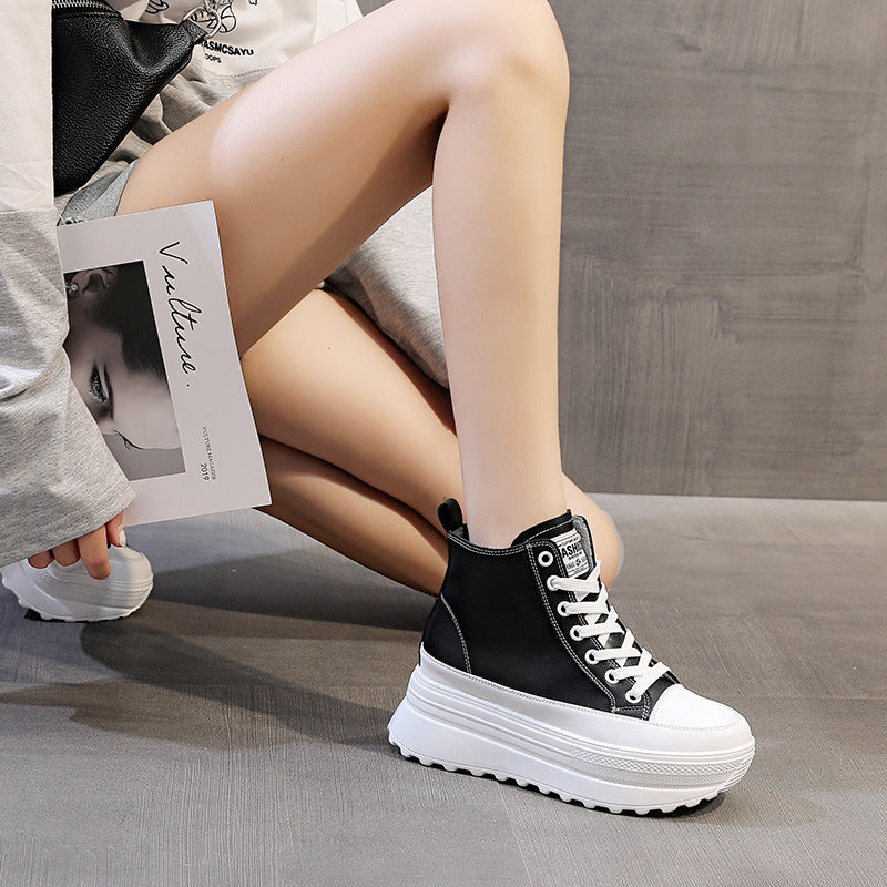 Women's Thick-soled White Platform Korean Style Height Increasing Women's Shoes