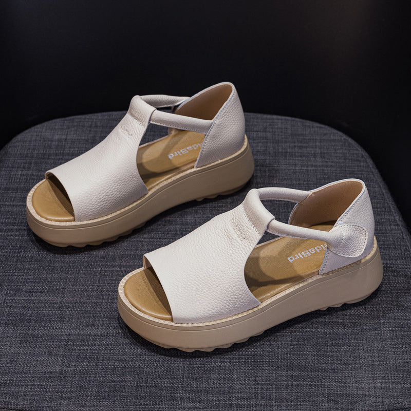 Women's Cowhide Mother Soft Surface Bottom Comfortable Summer Sandals