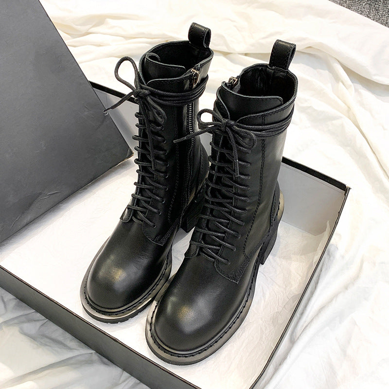 Women's Martin British Style Handsome Motorcycle Thick Boots