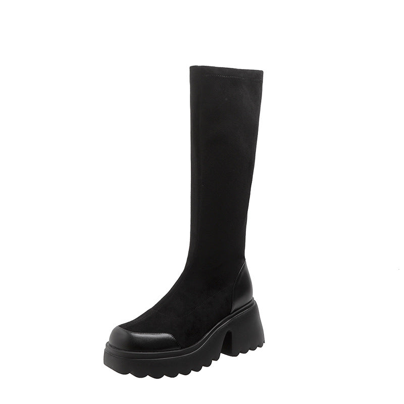 Women's Platform Thick Sole Increased Over The Knee Thin Leggings Boots