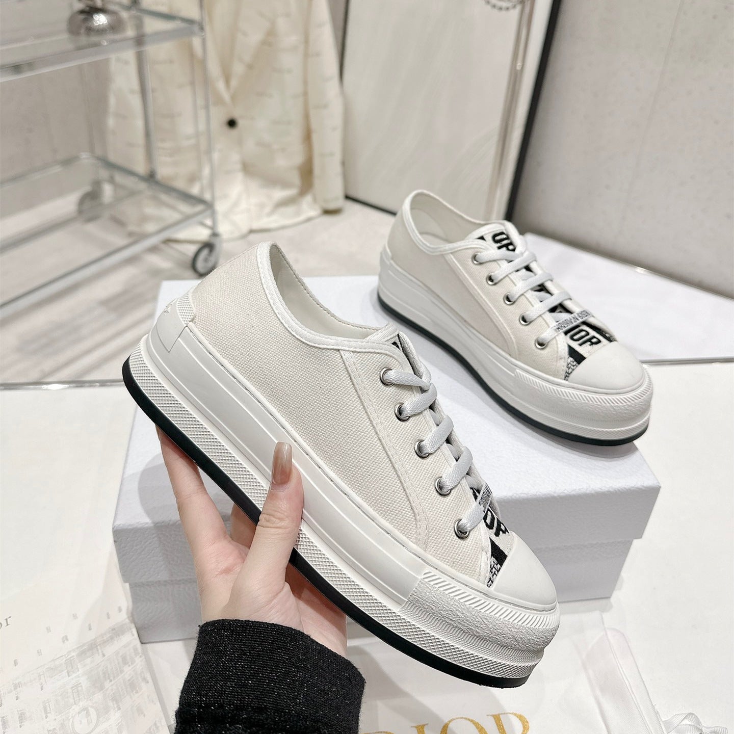 Women's Home Platform Embroidered Letters Presbyopic Pumps Canvas Shoes