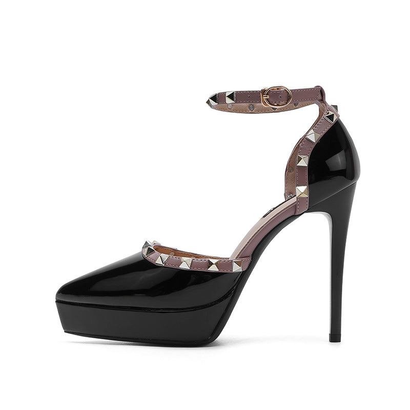 Women's Sexy Rivets High Pointed Toe Stiletto Heels