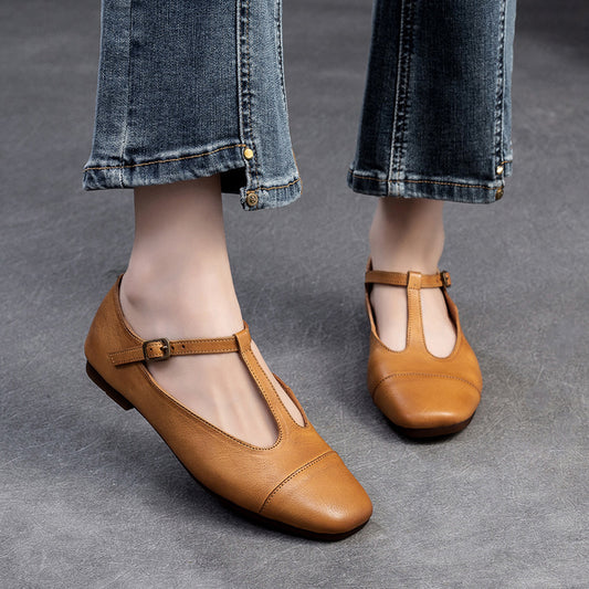 Women's Retro Style Square Head French Temperament Casual Shoes