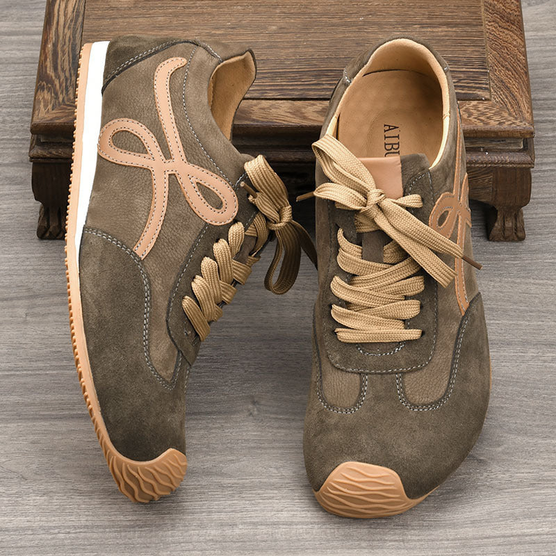 Men's Tilt Color Contrast Patchwork German Training Fashion Men's Casual Leather Shoes