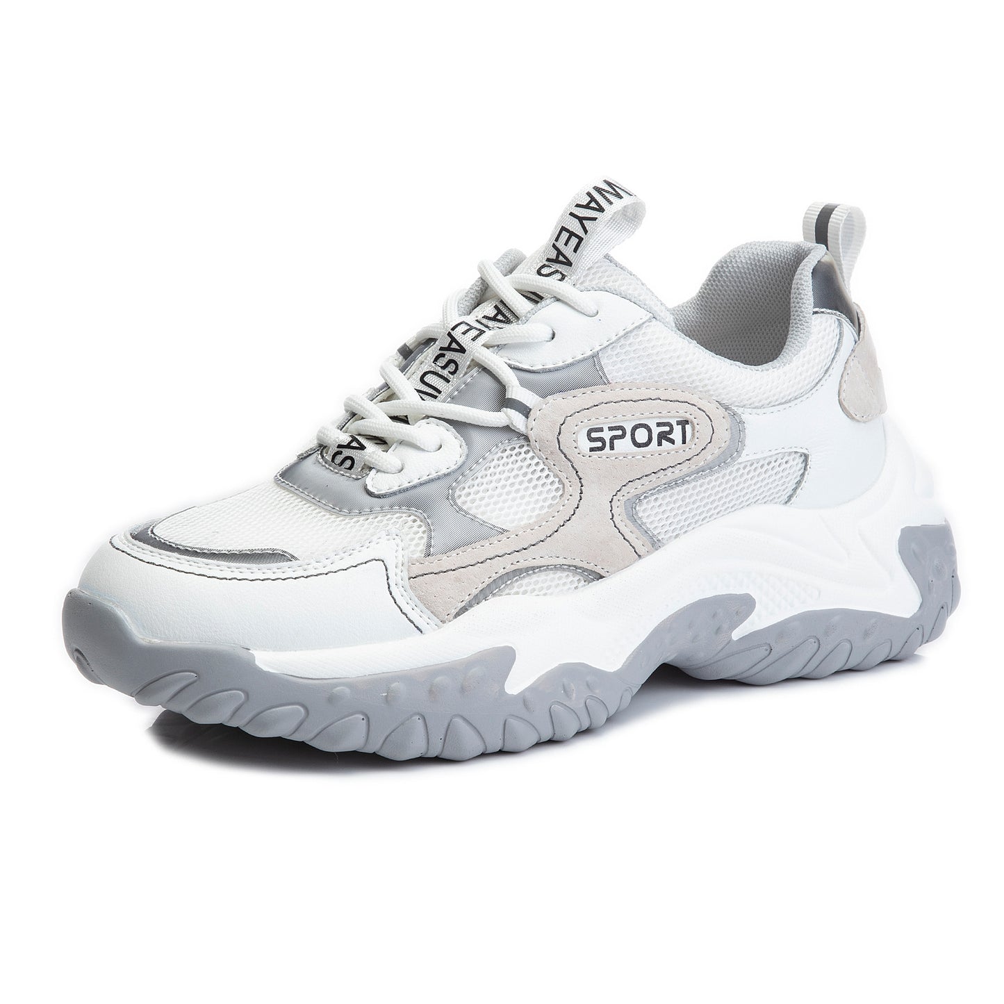 Women's Thick Bottom Transparent Mesh Genuine Running Heightened Sneakers