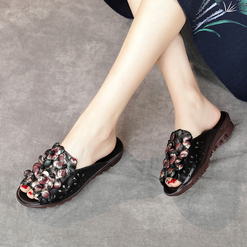 Ethnic Mother Small Floral Hollow Waterproof Sandals