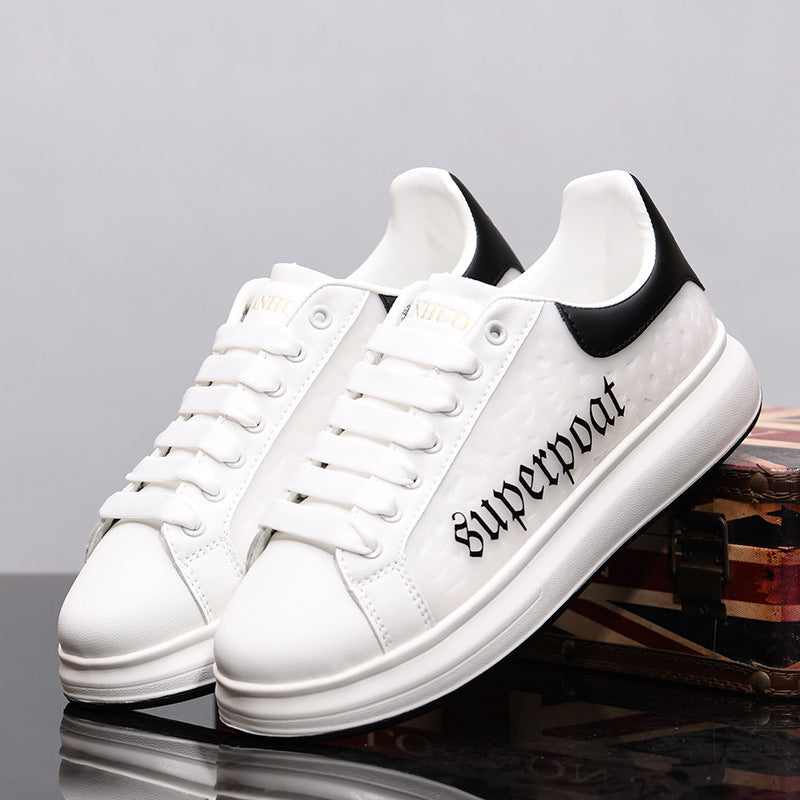Men's Mcqueen White Couple Thick Bottom Versatile Sports Sneakers