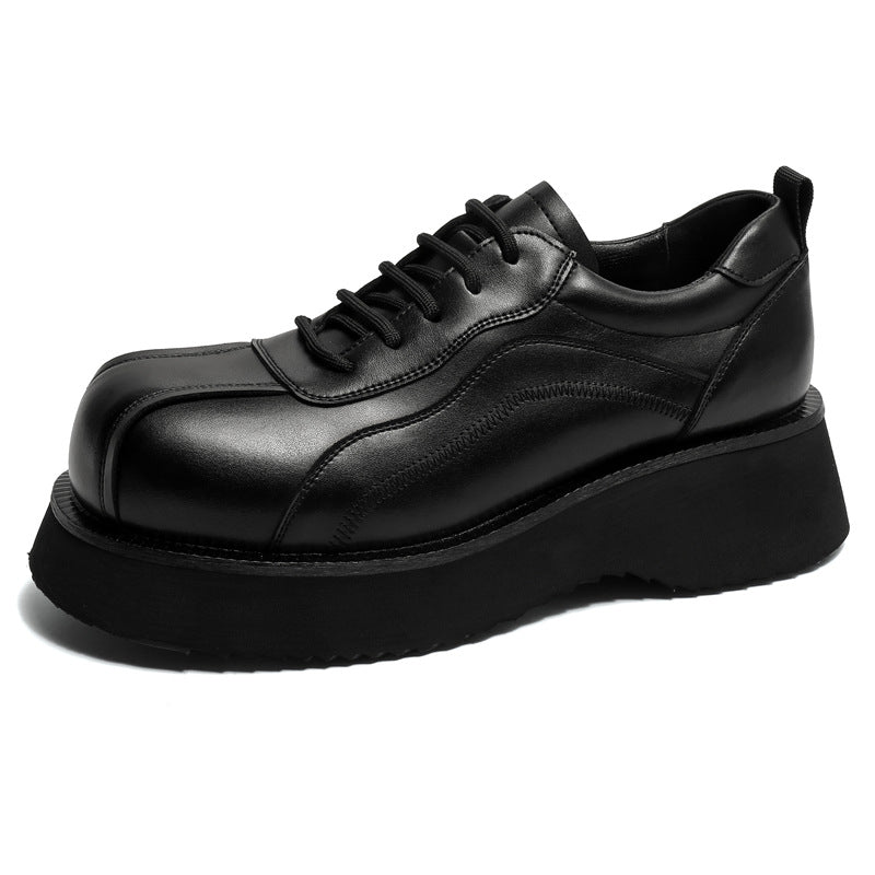 Men's Big Toe Derby Thick Sole Height Increasing Leather Shoes