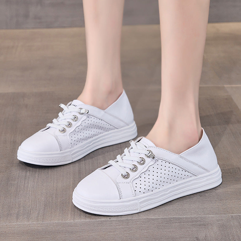 Women's White Summer Round Toe Fashion Sports First Casual Shoes