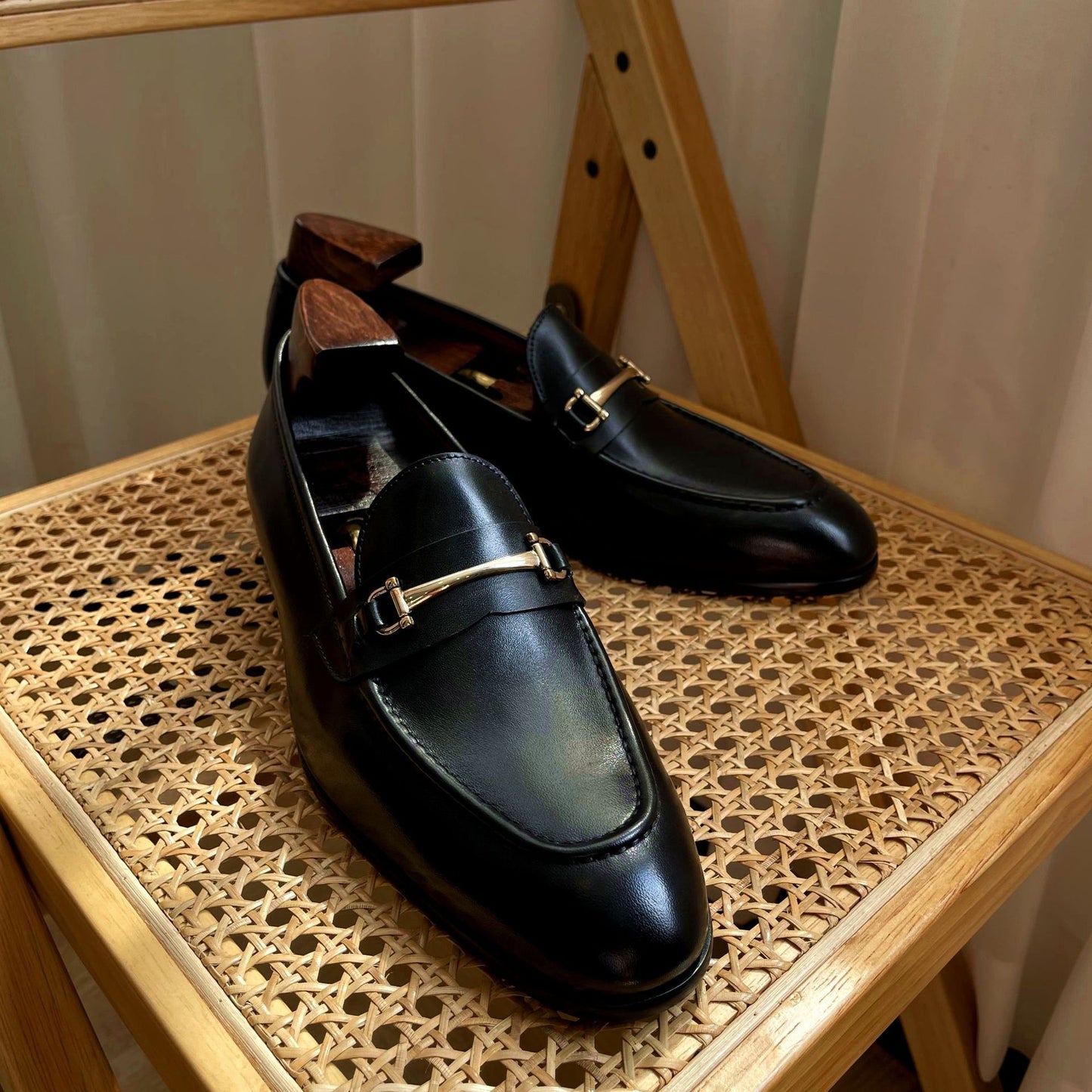 Black British First Layer Cowhide Comfortable Loafers