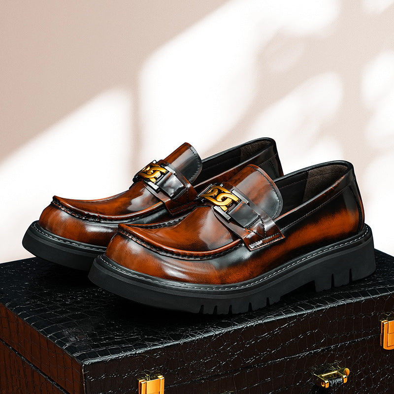 Men's Style Genuine Cow Lining Trendy Big Leather Shoes