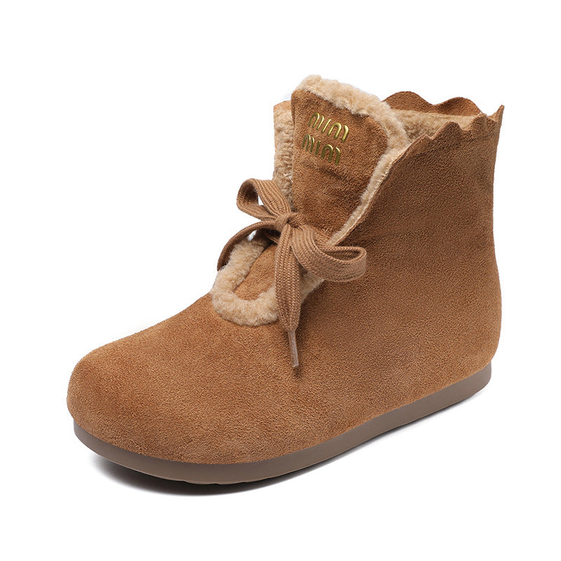 Women's Cotton Two Outer Wear Flat Bottom Snow Boots