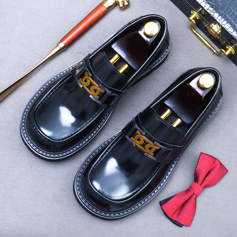 Men's Big Toe Thick Bottom Increased Cowhide Leather Shoes