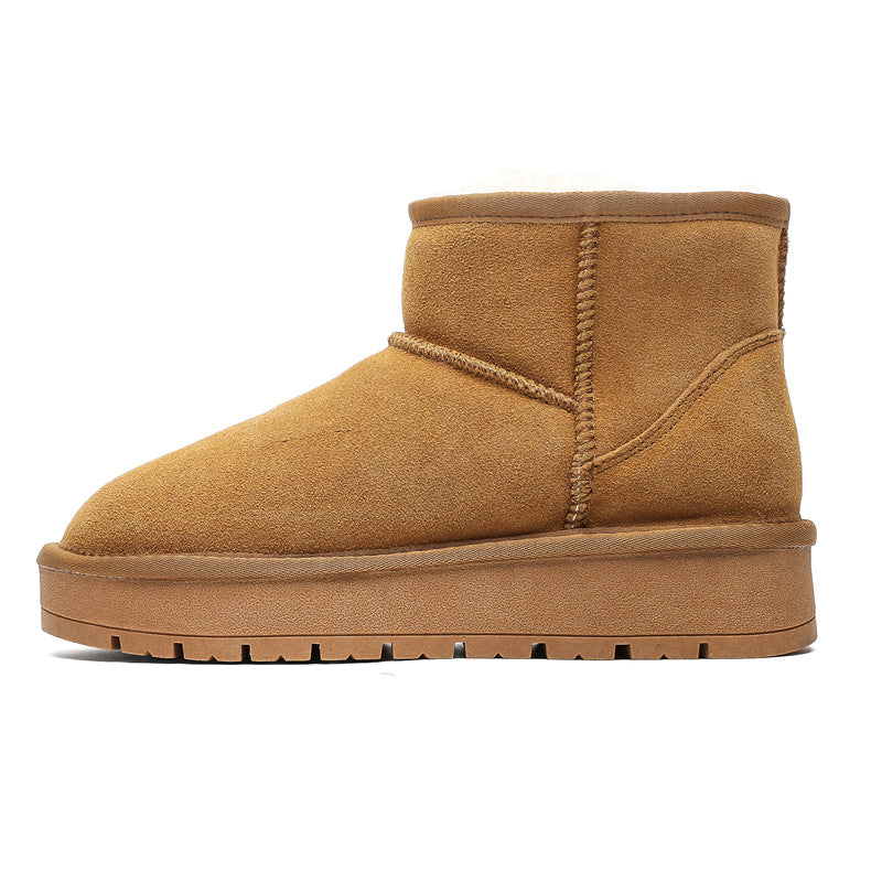Women's Fur Integrated Platform Short Thick Bread Snow Boots