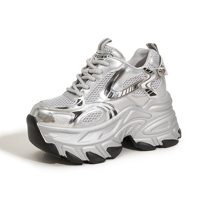 Women's Fashion Muffin Mesh Surface Platform Height Increasing Women's Sports Shoes
