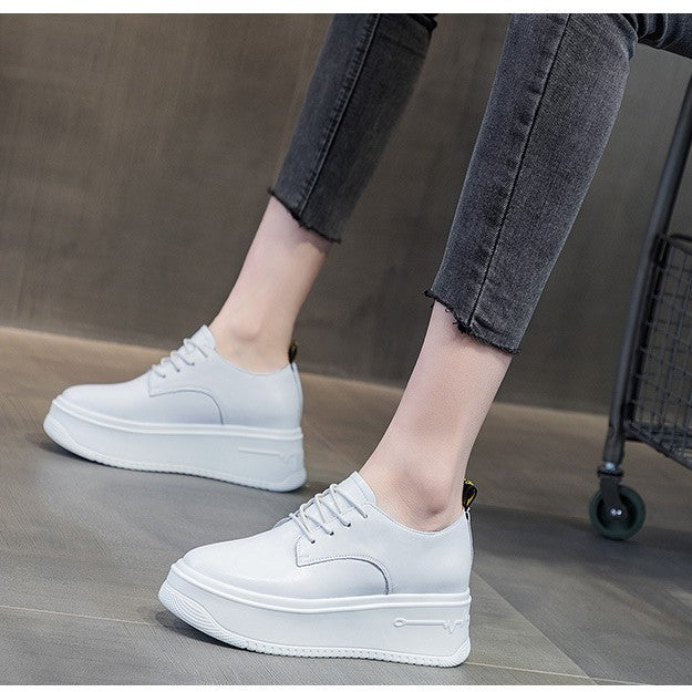 Women's Platform Muffin Height Increasing Insole Solid Color Red Single Tide Women's Casual Shoes