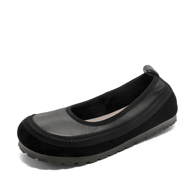 Women's Retro Genuine Shallow Mouth Soft Bottom Casual Shoes