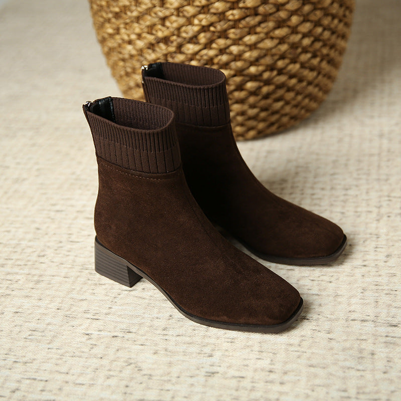 Women's Stretch Knitted Veet Back Zipper Fashion Boots