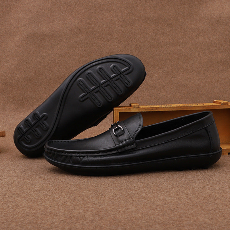 Men's Summer Low-cut Soft Bottom Comfortable Slip-on Flat Men's Casual Leather Shoes
