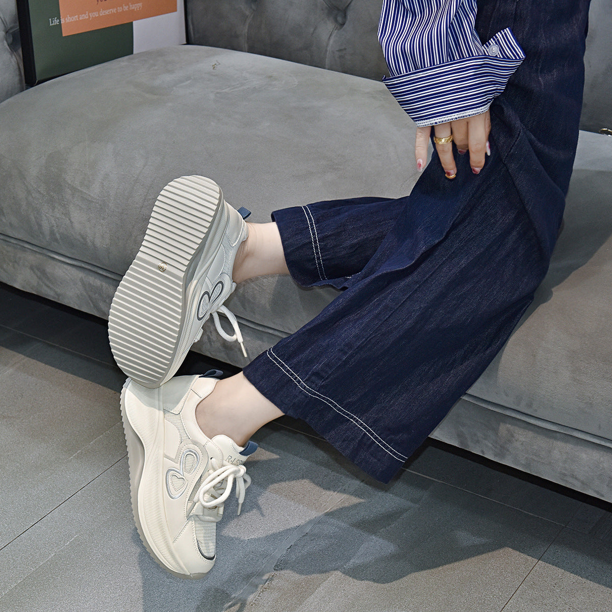 Women's Dad Korean Mesh Travel Platform Sports Sneakers