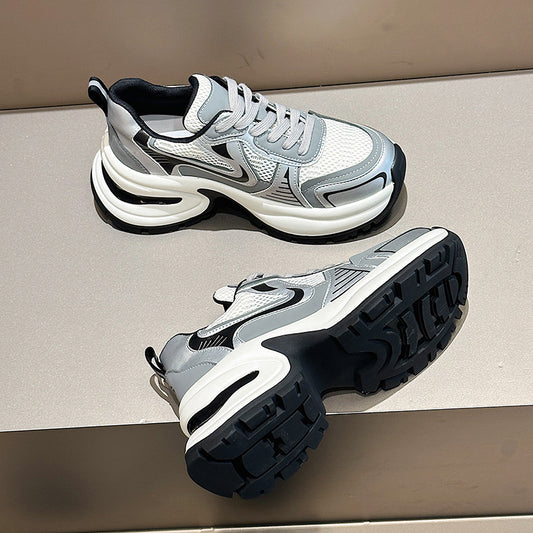 Women's Sier Platform Genuine Elevator Dad Height Sneakers