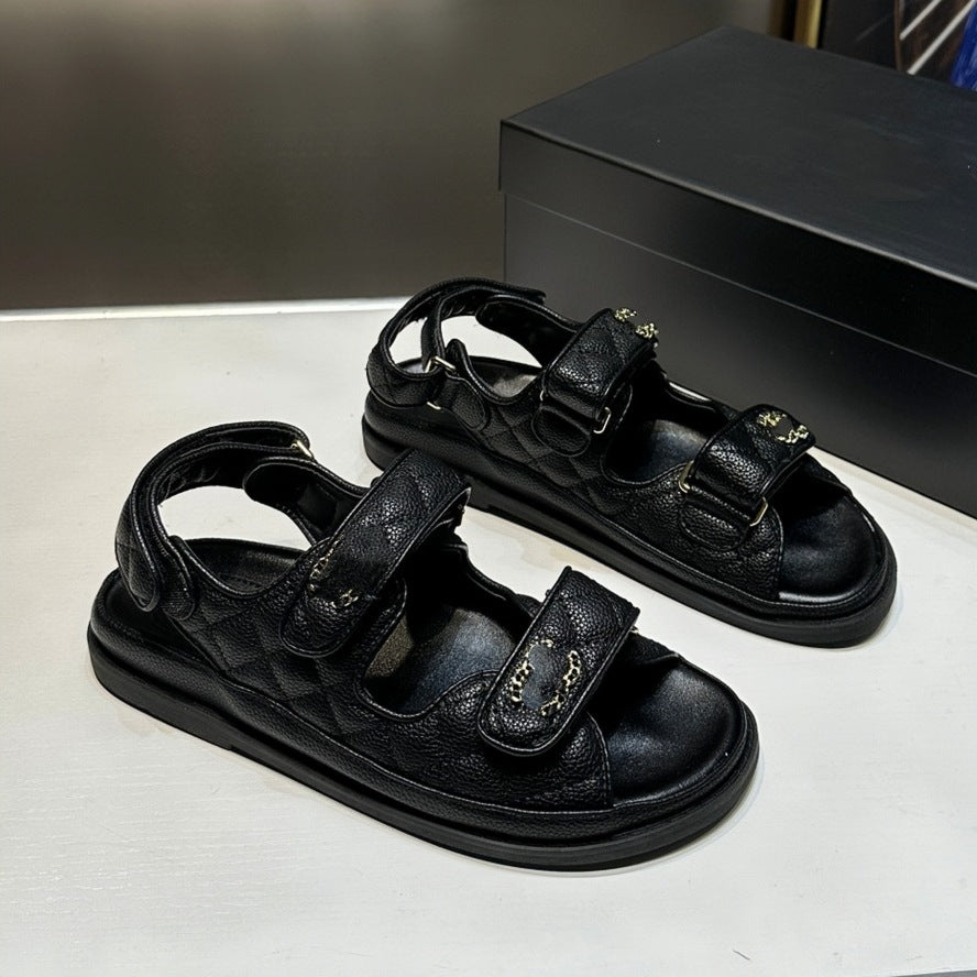 Women's Style Correct Logo Velcro Platform Retro Gel Beach Sandals