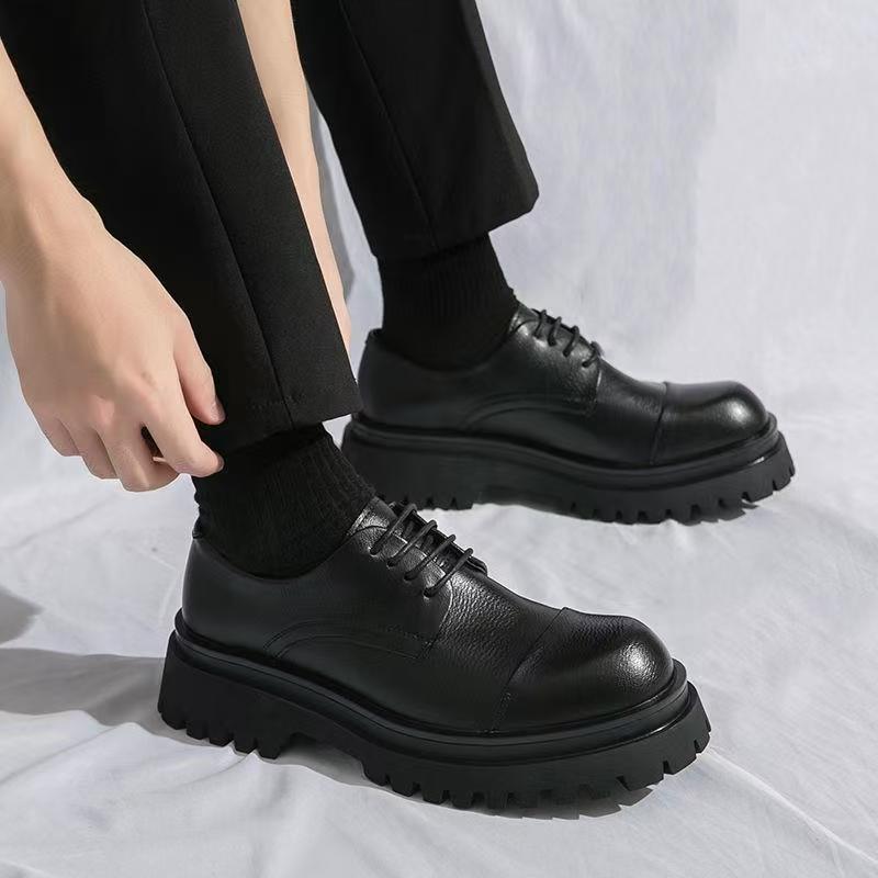 Men's Formal Wear Big Head Thick Bottom Men's Casual Leather Shoes
