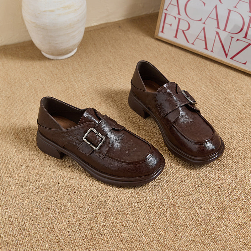 Women's Style Flat Belt Buckle Soft Bottom Loafers