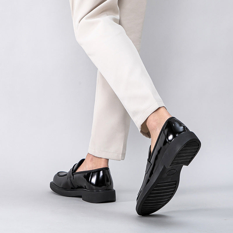 Men's Glossy Fashion British Slip-on Business Formal Leather Shoes