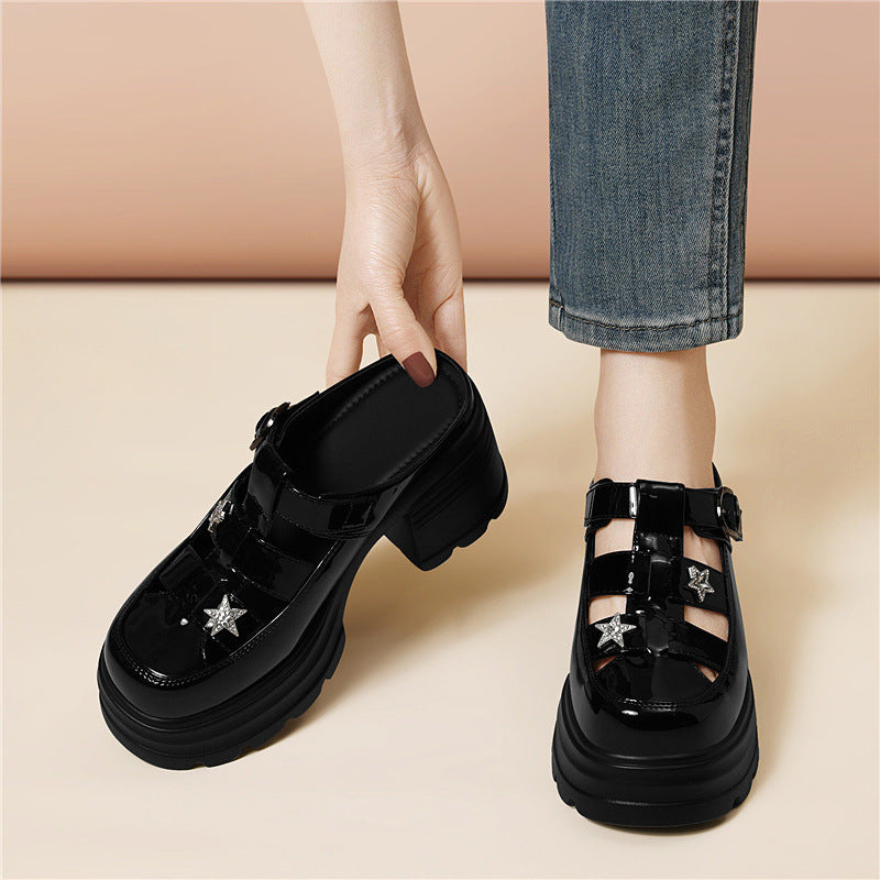 Women's Stylish Height Increasing Thick Bottom Toe Cap Summer Dignified Women's Fashion Shoes