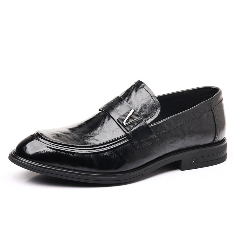 Men's First Layer Cowhide Genuine Pointed Formal Fashion Men's Business Leather Shoes
