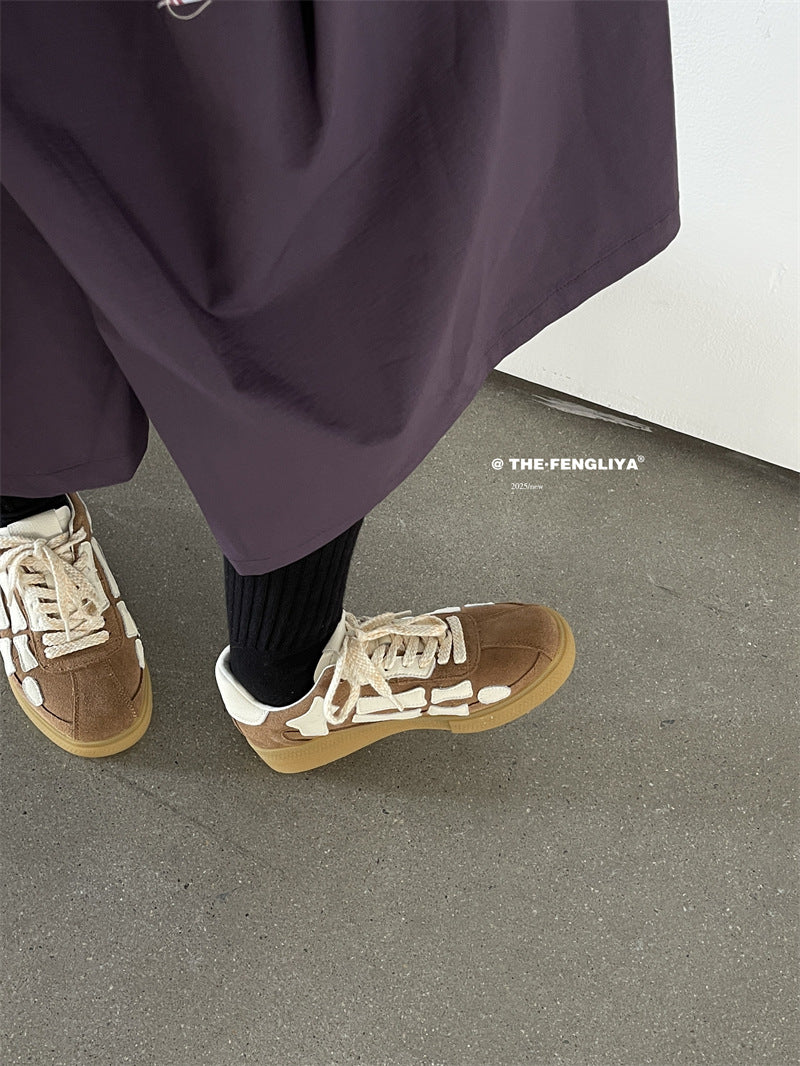 Women's Contrast Color Three-dimensional Bone Spring Flat Casual Shoes