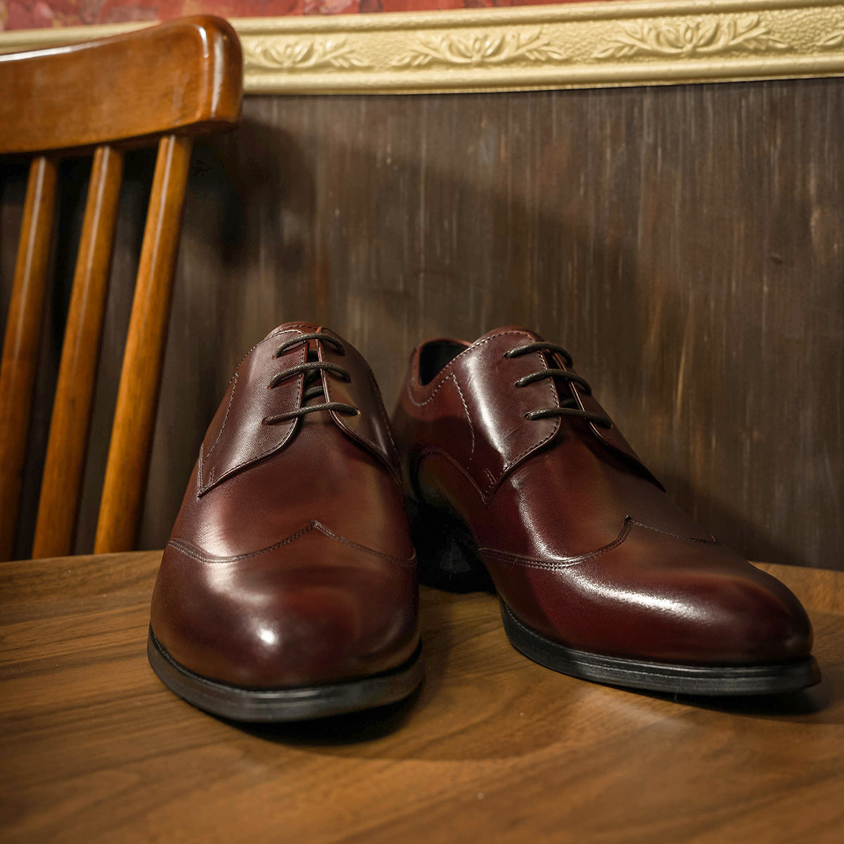 Men's Business Brogue British Pointed Derby Wedding Leather Shoes