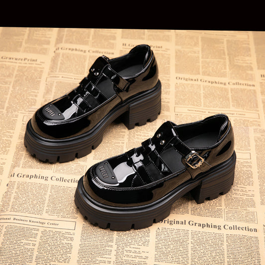 Women's Summer Genuine Platform High Thick Height Leather Shoes