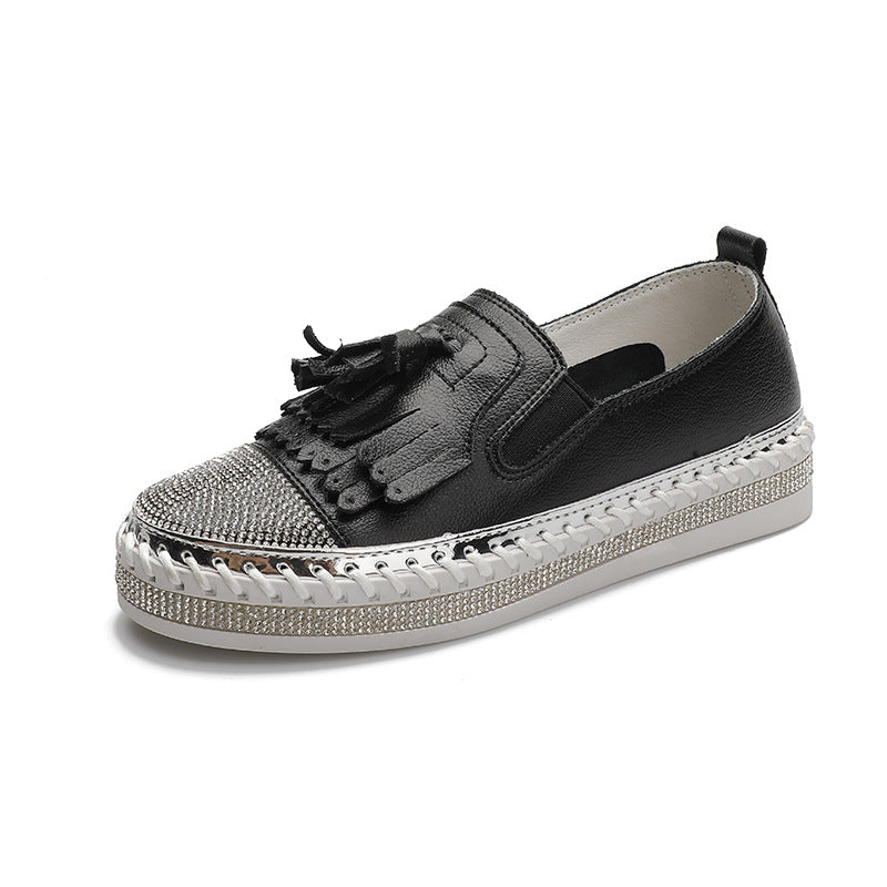 Rhinestone White Korean Style Platform Muffin One Women's Casual Shoes
