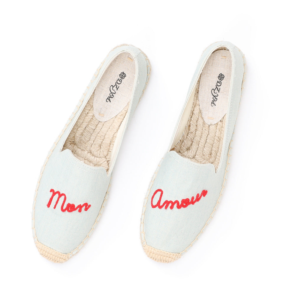 Solid Color Fisherman Linen Breathable Flat Canvas Shoes