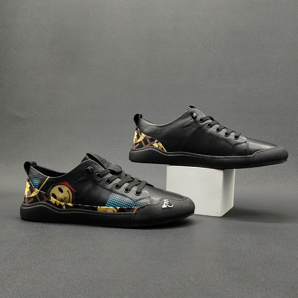 Men's Trendy Top Layer Cowhide Boys Sneakers