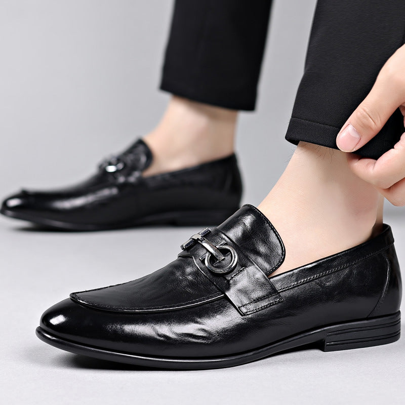 Men's Layer Cowhide Soft Bottom Surface Versatile Loafers