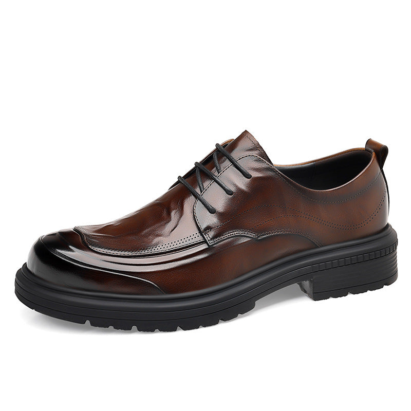 Men's Business Autumn Fashion Comfortable Big Head Leather Shoes