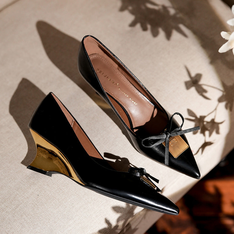 Bow High Sense Pumps Female Pointed Toe Women's Shoes