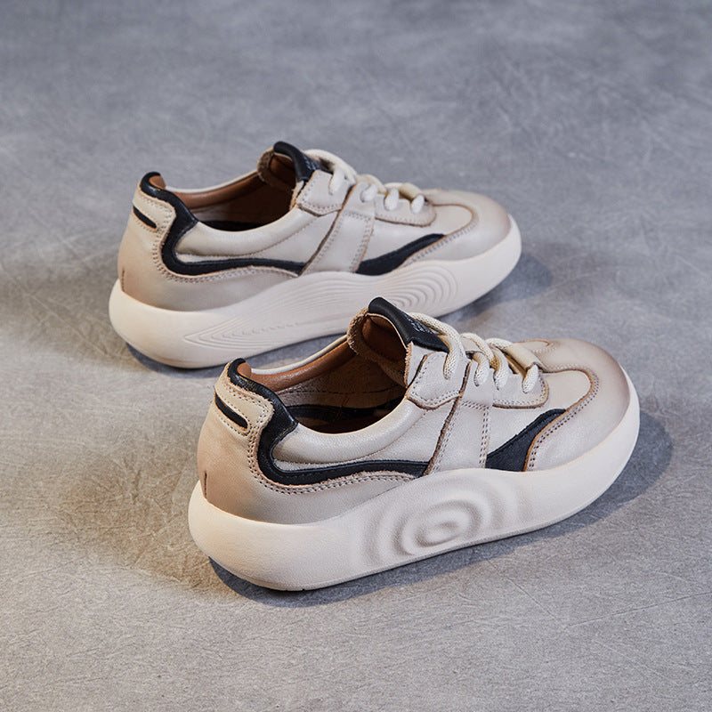 Women's Genuine Platform White Lightweight Soft Bottom Casual Shoes