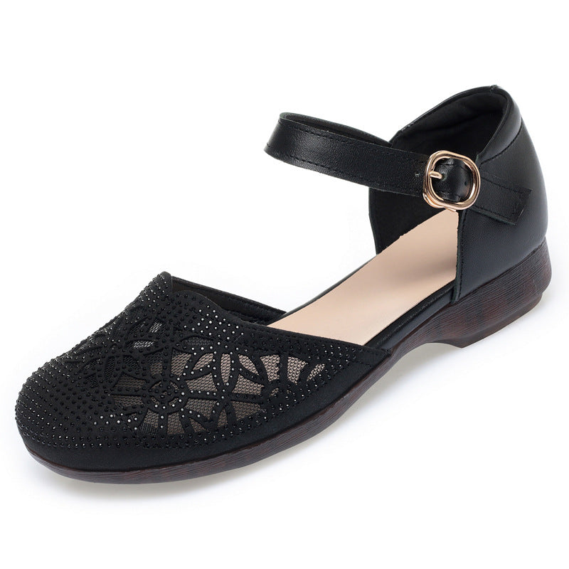 Women's Summer Closed Toe Mesh Flat Soft Bottom Beef Sandals