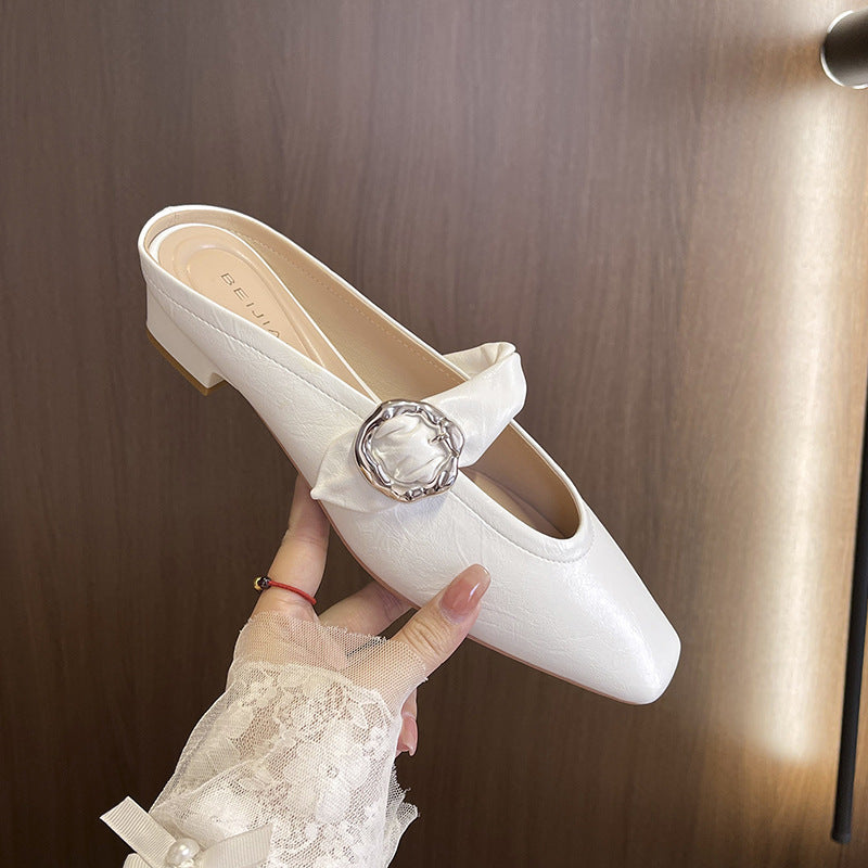 Women's French Style Soft Half Chunky Low Heels