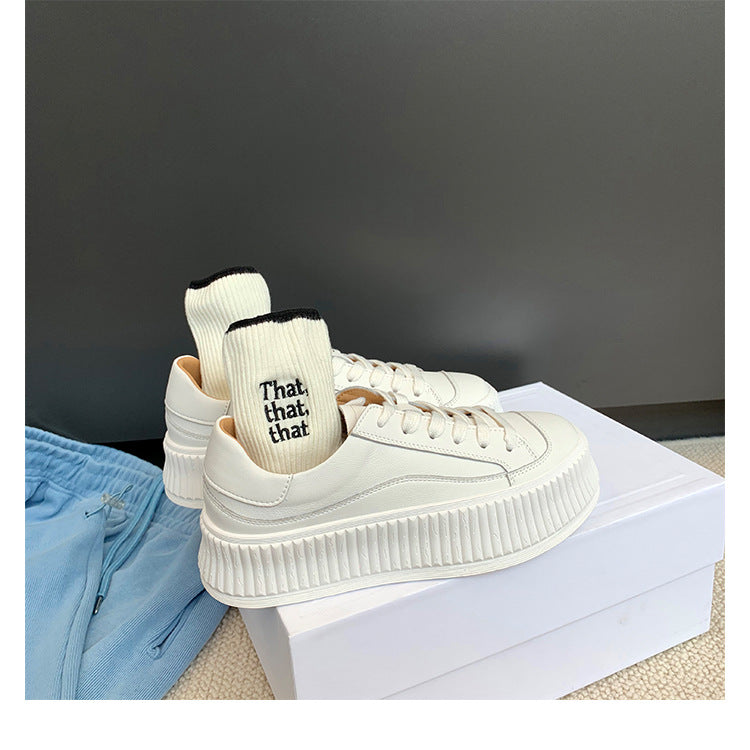 Shape Thick Bottom White Pumps Korean Style Sneakers