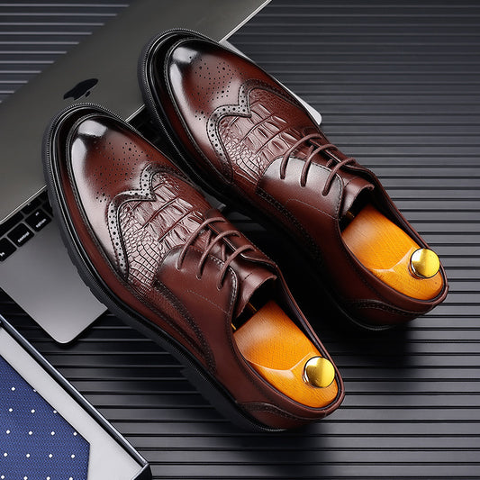 Men's Formal Wear Brogue Wedding Versatile Breathable Extra Leather Shoes