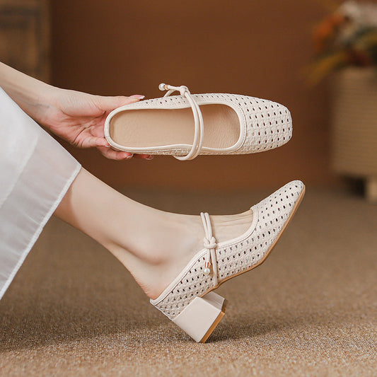Women's Toe Box Half Summer Small Height Heels
