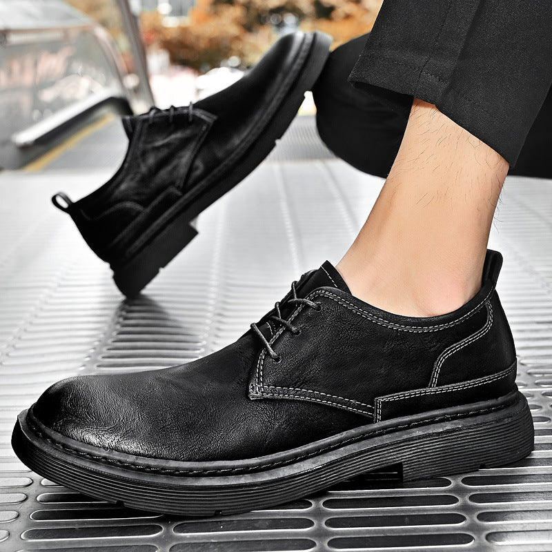 Men's Four Sewing Line Large Size Rubber Leather Shoes