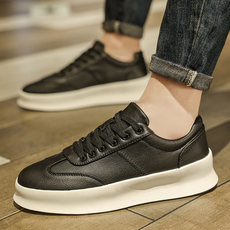 Men's Four White Flat Skateboard Trendy Thick-soled Men's Board Shoes