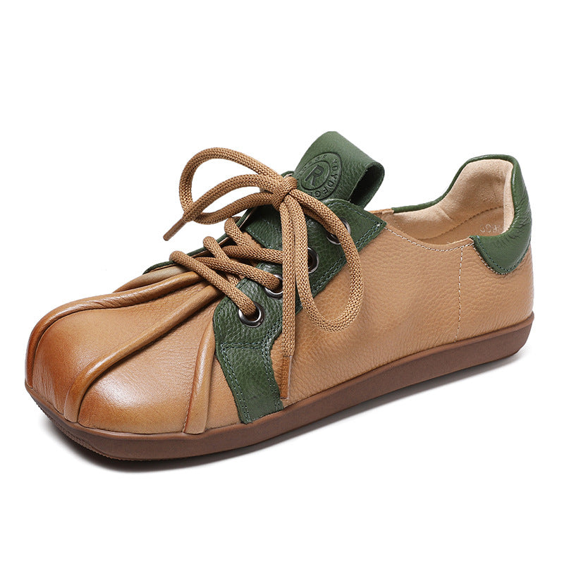 Women's Spring Retro Ethnic Style Color Matching Flat Mom Loafers