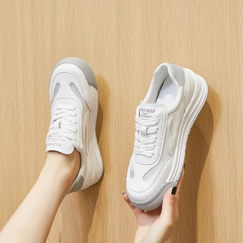 Women's White Spring Comfortable Board Trendy Versatile Casual Shoes